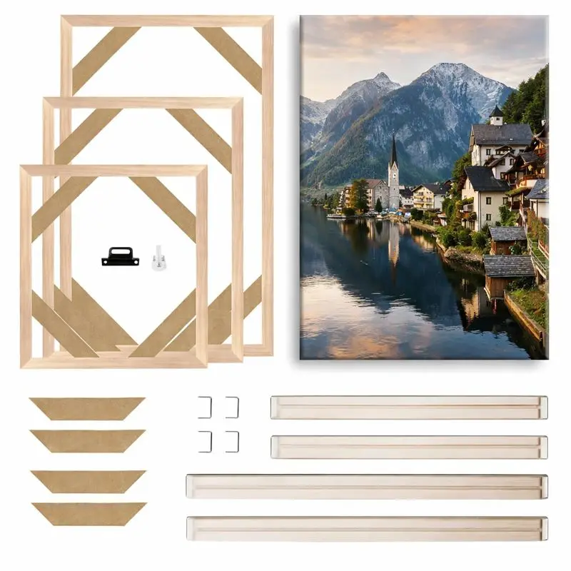 30 x 40 cm, 40 x 60 cm, 60 x 90 cm, DIY-Holzrahmen, geeignet für Leinwand, Öl, Diamantgemälde, Wandkunst, Fotorahmen, Kiefern, Heimdekoration