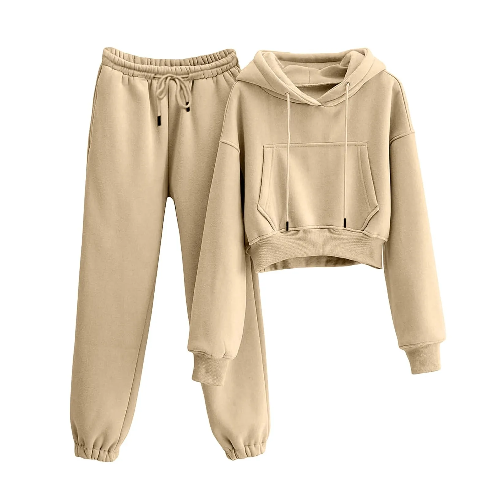 Casual Hoodies Sports Pants Two Pieces Set Tracksuit Women Pullover Hooded Sweatshirts Sweatpants Outfits Suit Plus Size