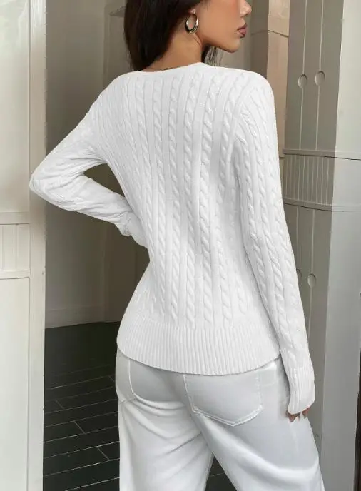 

2025 Y2K Spicy Girl Knitted Long Sleeve Base Sweater Autumn/winter V-Neck Fashion Waist Women's Solid Color Knitted Sweater