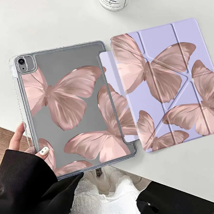 

Cartoon Butterfly Pattern Y-Fold Holder Cover Tablet Case For iPad Pro 11th 10th 9th 8th 7th 12.9inch Air 4 5 M3 M2 1 2 M4