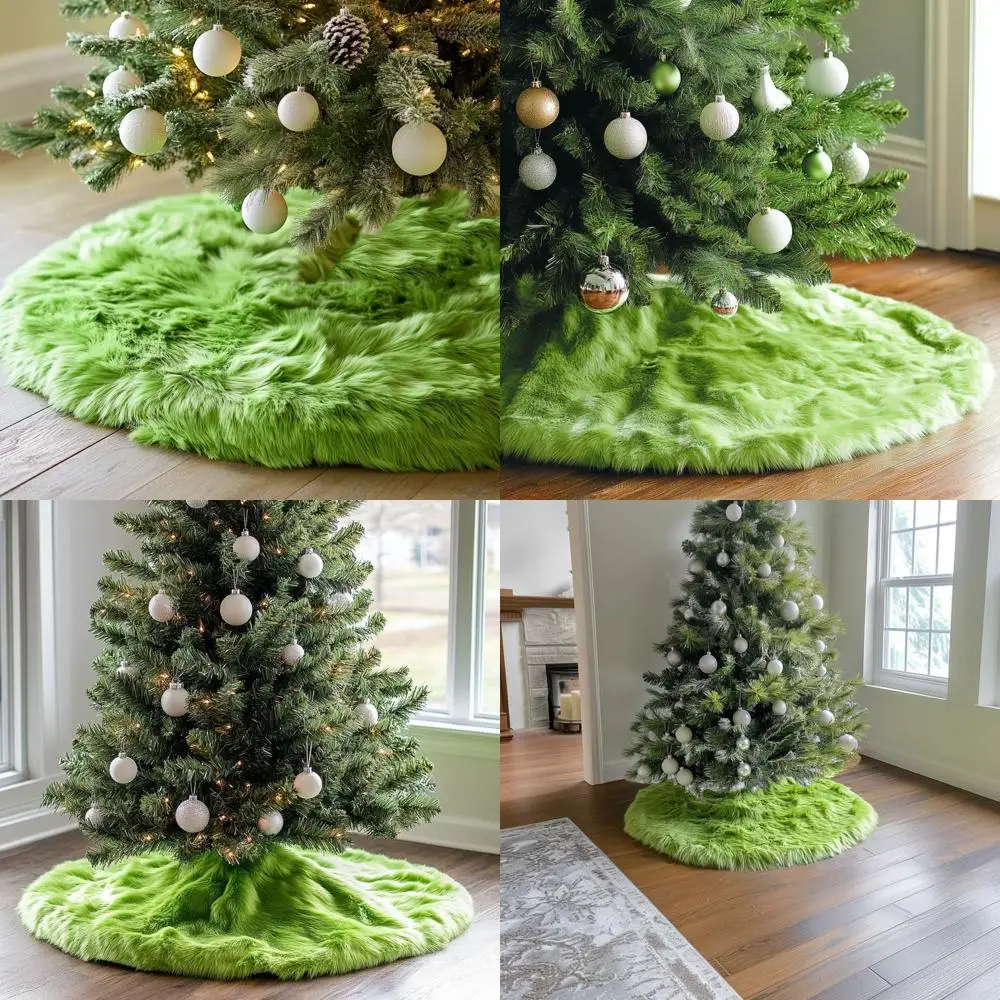 

Плюшевая 72-зеленая юбка в виде рождественской елки из искусственного меха для праздничных праздников