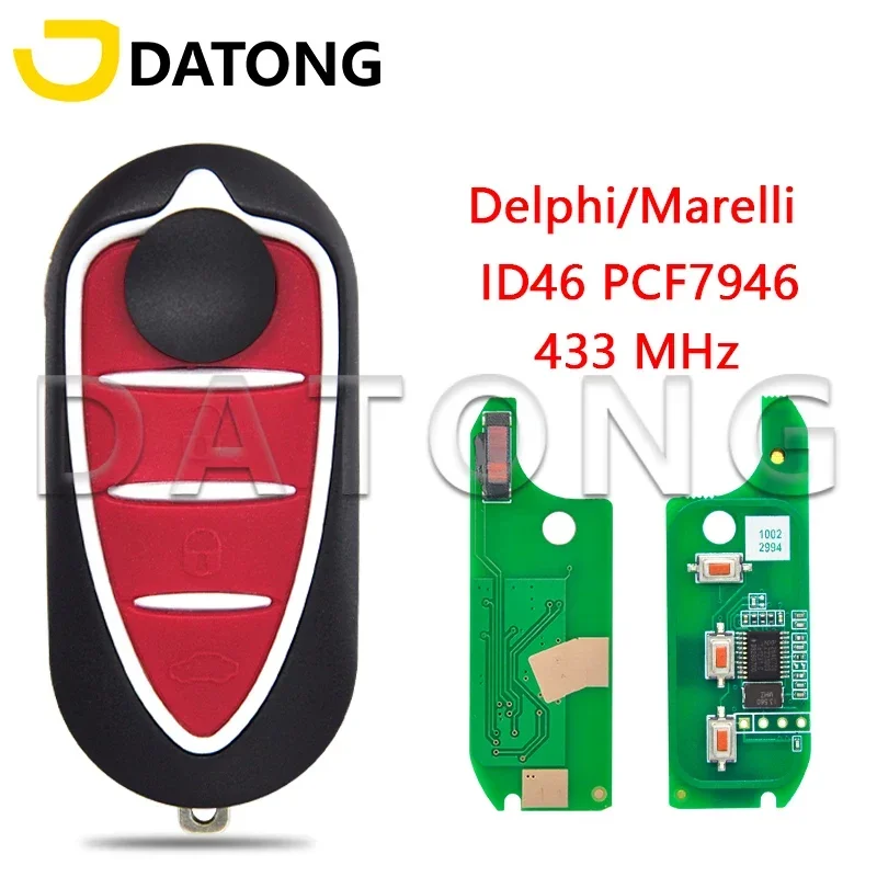 

Datong World Car Remote Key For Alfa Romeo 159 Mito Giulietta Genuine Delphi/Marelli BSI D46 PCF7946AT 433ASK Replace Flip