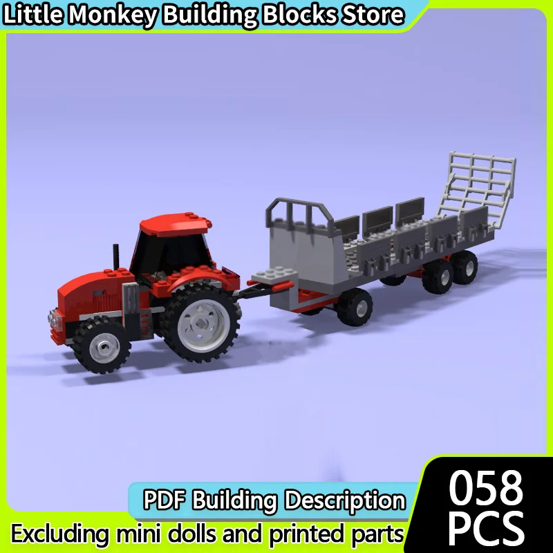 

Модель городской автомобиль MOC, строительные кирпичи, грузовик с прицепом для стога сена, модульная технология, детские праздничные подарки, сборка игрушек, костюм