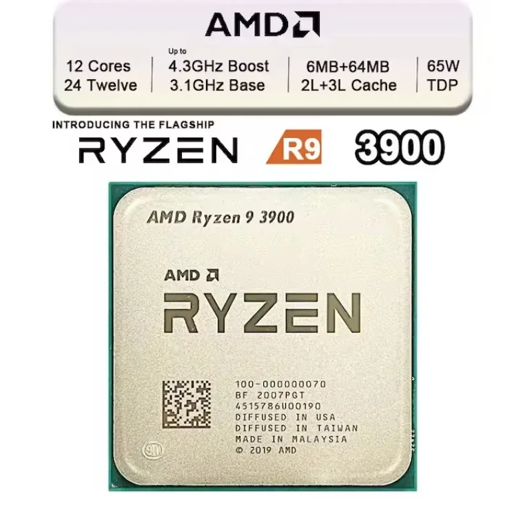 Para processador CPU AMD R'yzen 9 3900X R9 3900X 3,8 GHz Doze núcleos 24 threads 7NM L3 = 64M 100- 000000023   Uso de mesa do soquete AM4 e novo