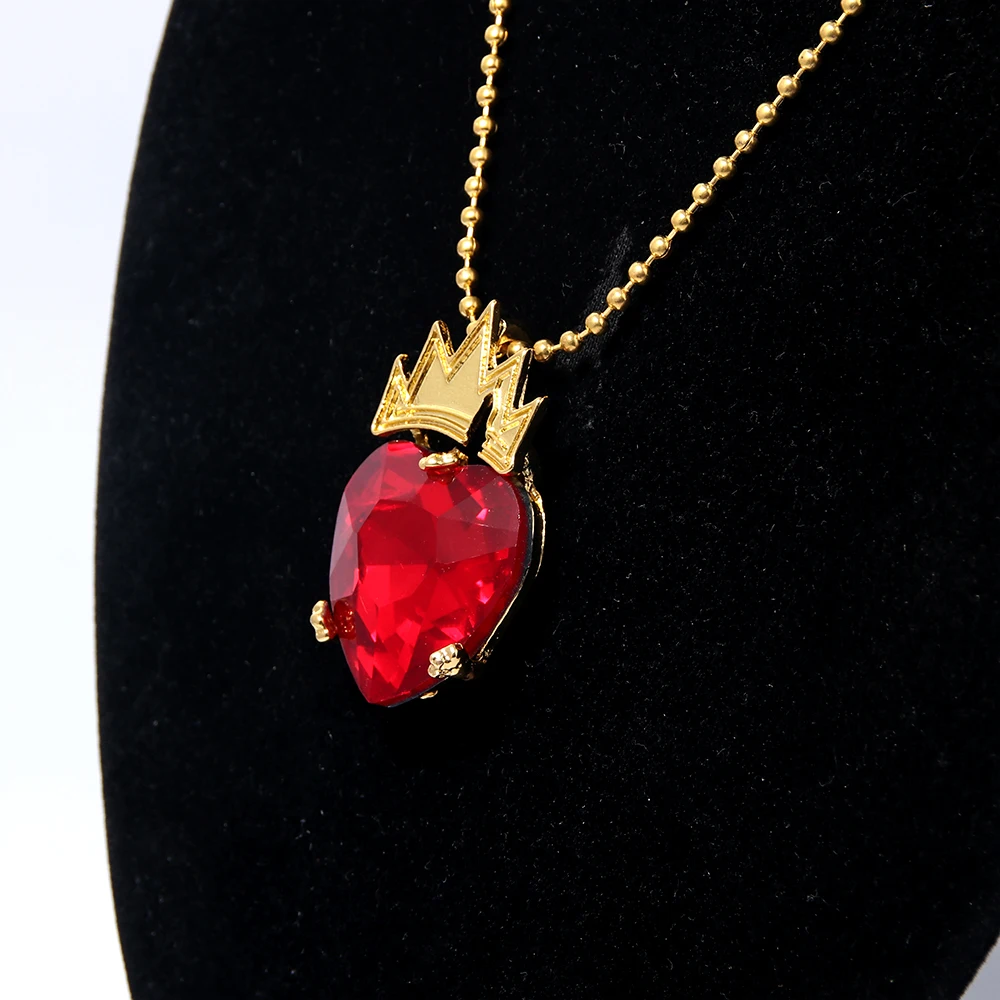 Movie Descendants Necklace Evie Fairest Red Heart Crown Pendant Necklace for Women Jewelrry Accessories