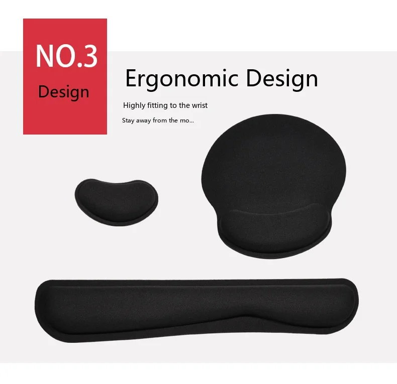 Handgelenkauflage-Set, Mauspad, Tastaturunterstützung, ergonomische Schreibtischunterlage für Büro und Gaming, 3 Größenoptionen – Detail 4
