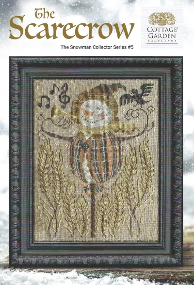 Cross Stitch Kit for DIY Handmade Home Decor, Birds on a Teapot Bouquet, Fabric Cloth, Cotton -9-Snowman Scarecrow 28-3