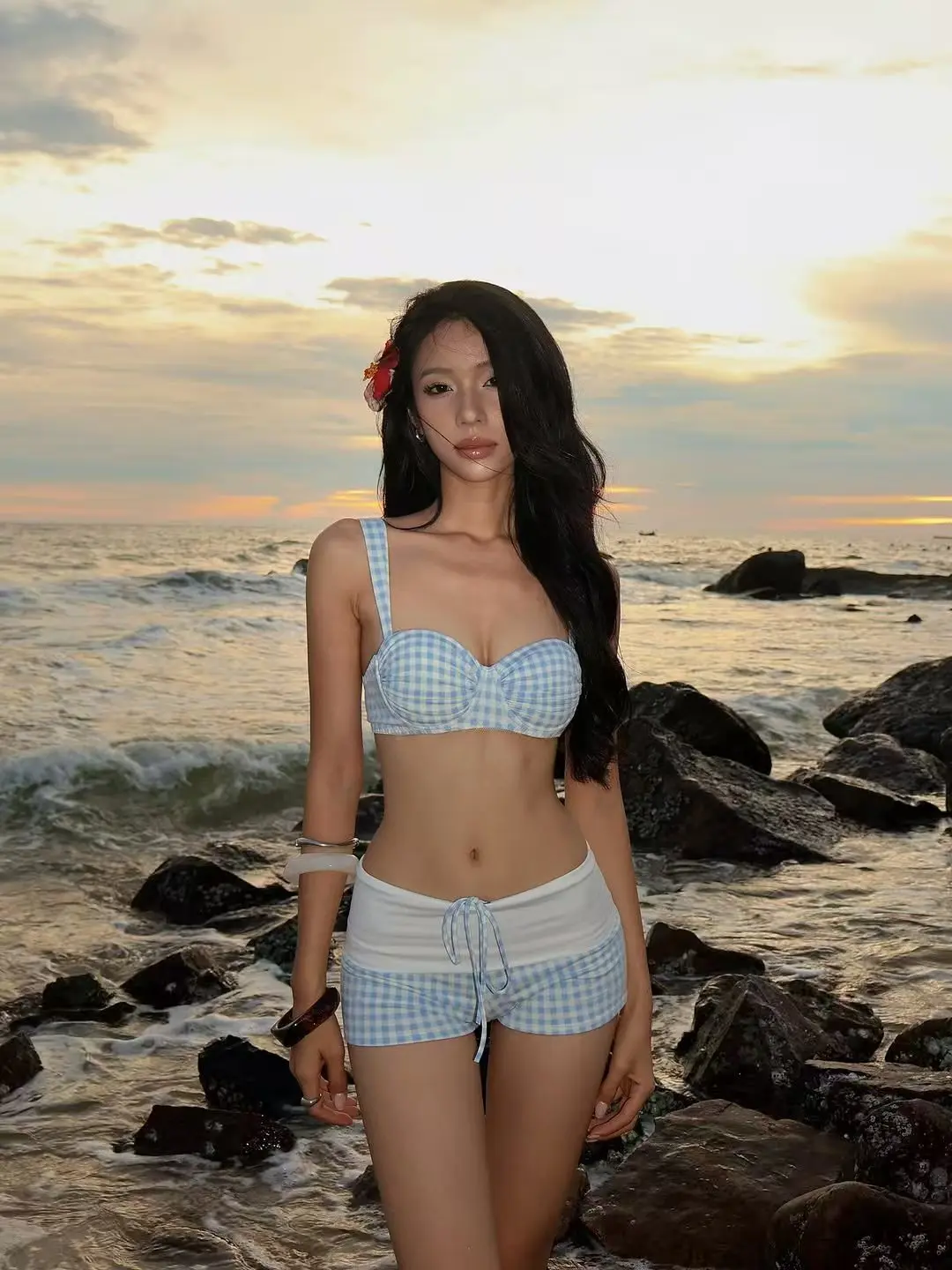 

Sexy Bikini Swimsuit Women's High Waist Underwear with Chest Pad Thermal Spring Beach Leisure Faion Sportswear Yoga Fitn