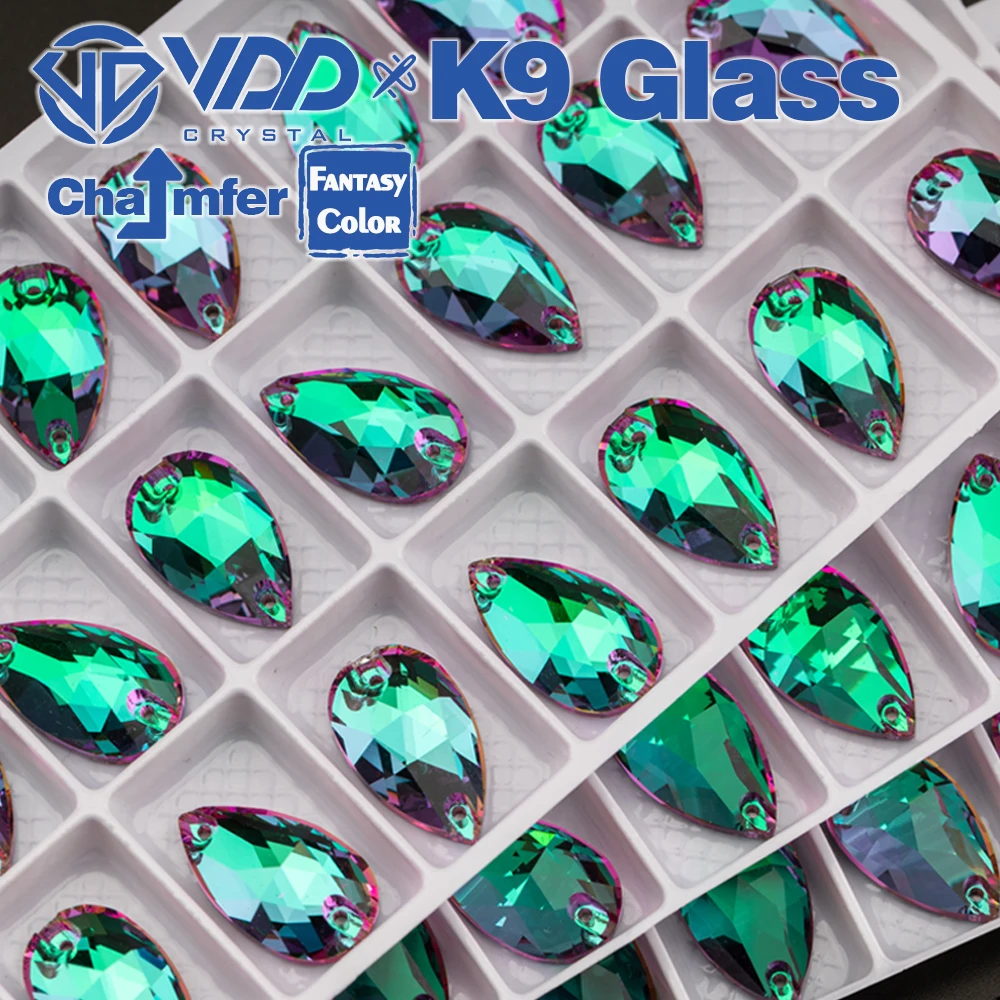 VDD Teardrop 11x18mm 24Pcs Heliotrope Color Top Quality K9 Glass Sew On Rhinestones Sewing Crystal Flatback Stones For Garment