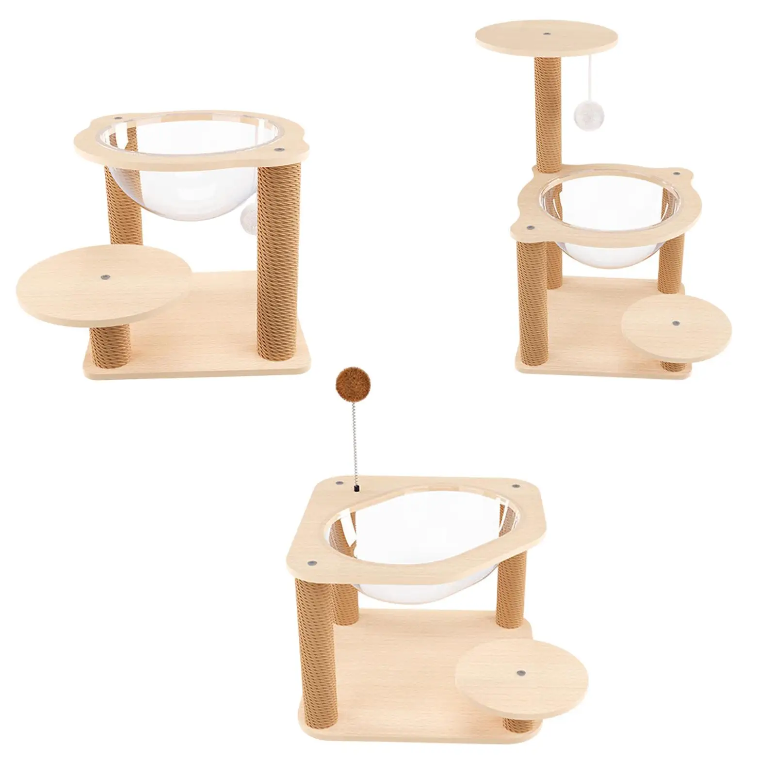 Wooden Cat Tree Cat Supplies Cat House Transparent Pets Bed Cat Climbing Frame Pets Nest for Bunny Kittens Kitty Indoors Cats