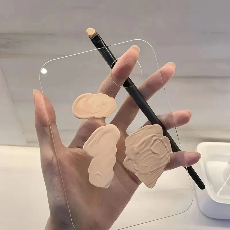 Palette acrylique transparente, outil de maquillage, fond de teint liquide, ombre à paupières, crème de mélange, mélangeur de maquillage de beauté cosmétique manuel