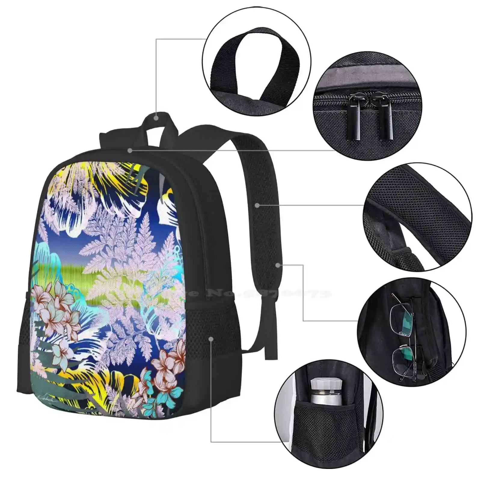 Spaß in der Sonne heißer Verkauf Schult asche Rucksack Mode Taschen tropischen Spaß Hawaii Aloha Blumen farne Palmblätter Regenwald Dschungel