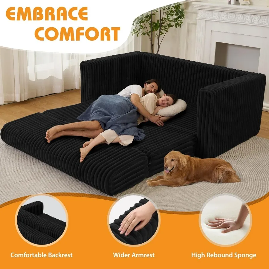 Klappbares Schlafsofa, 2-in-1, umwandelbarer Schlafstuhl mit Armlehne, tragbarer, ausklappbarer Stuhl, Bett, bequeme Bodencouch, multifunktionales La