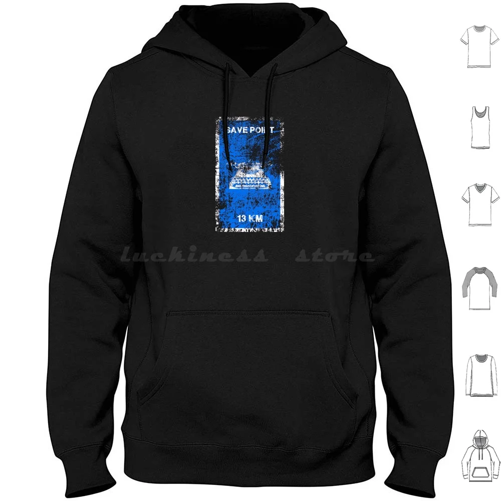 Save Point Hoodie cotton Long Sleeve Gamer Video Game Geek Nerd Typewriter Save Point Street Sign Motorway