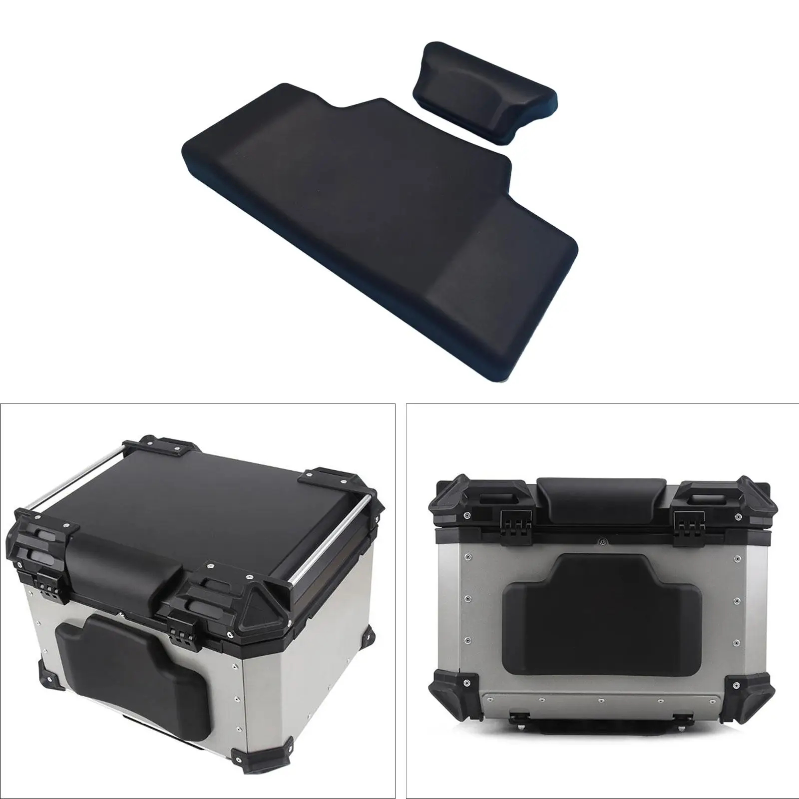 Motorcycle Trunk Back Pad Black PU Foam Split Design Cushion for Rider and Passenger Comfort Accessories