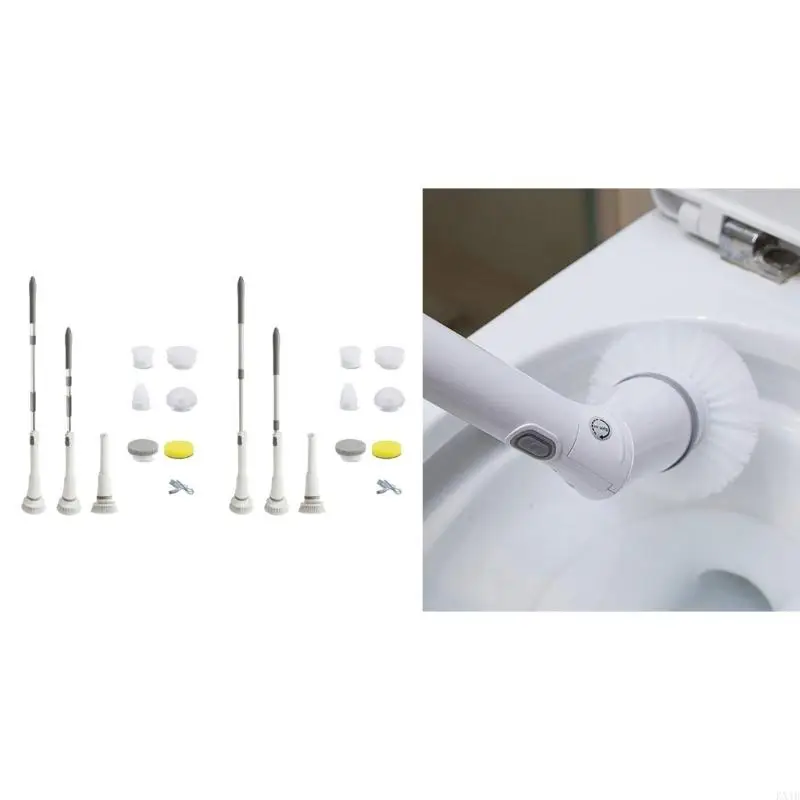 KX4B Electric Spin Scrubber Bathroom Cleaning Brush with Adjustable Extension Arm