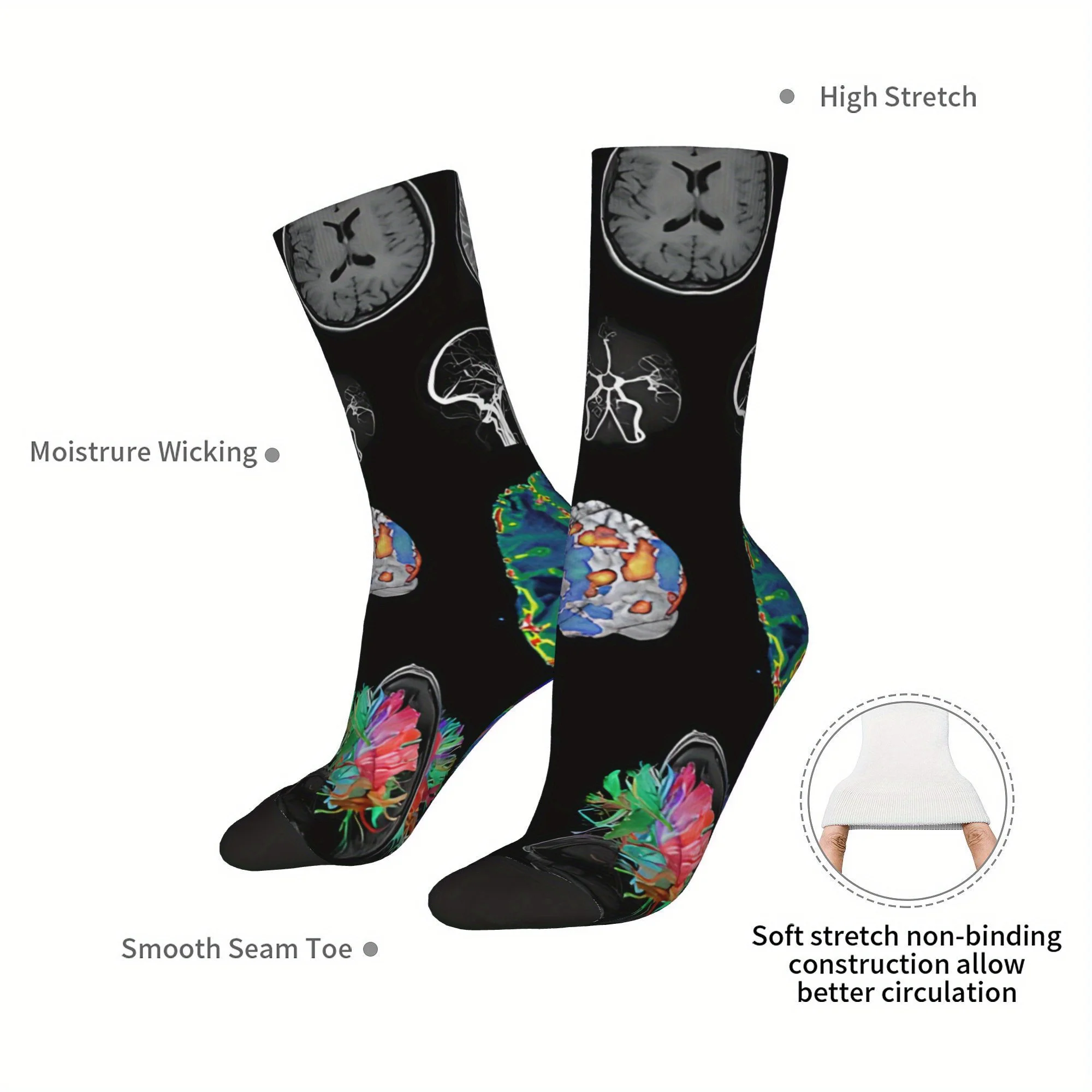 

Винтажные мужские компрессионные носки в стиле хип-хоп с изображением мозга, сумасшедшие мужские компрессионные носки унисекс в стиле Харадзюку с забавным принтом, новинка, носки Happy Crew