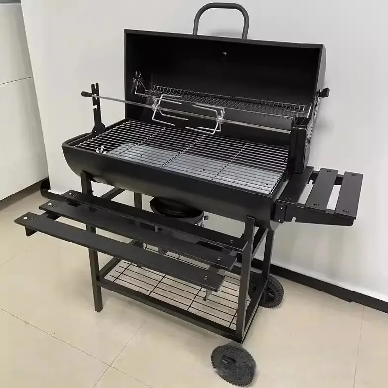Eco-Friendly Chrome Plated Alloy Steel Charcoal Grill for Outdoor Camping & Barbecue 6-Person Capacity