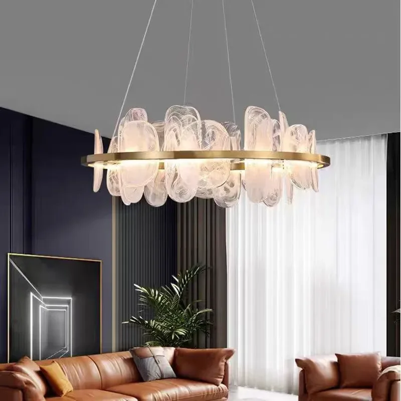2026 جديد الحديثة اليدوية سحابة الزجاج LED ثريا تركب بالسقف فيلا غرفة نوم غرفة المعيشة غرفة الطعام الفاخرة آرت ديكو معلقة L #5