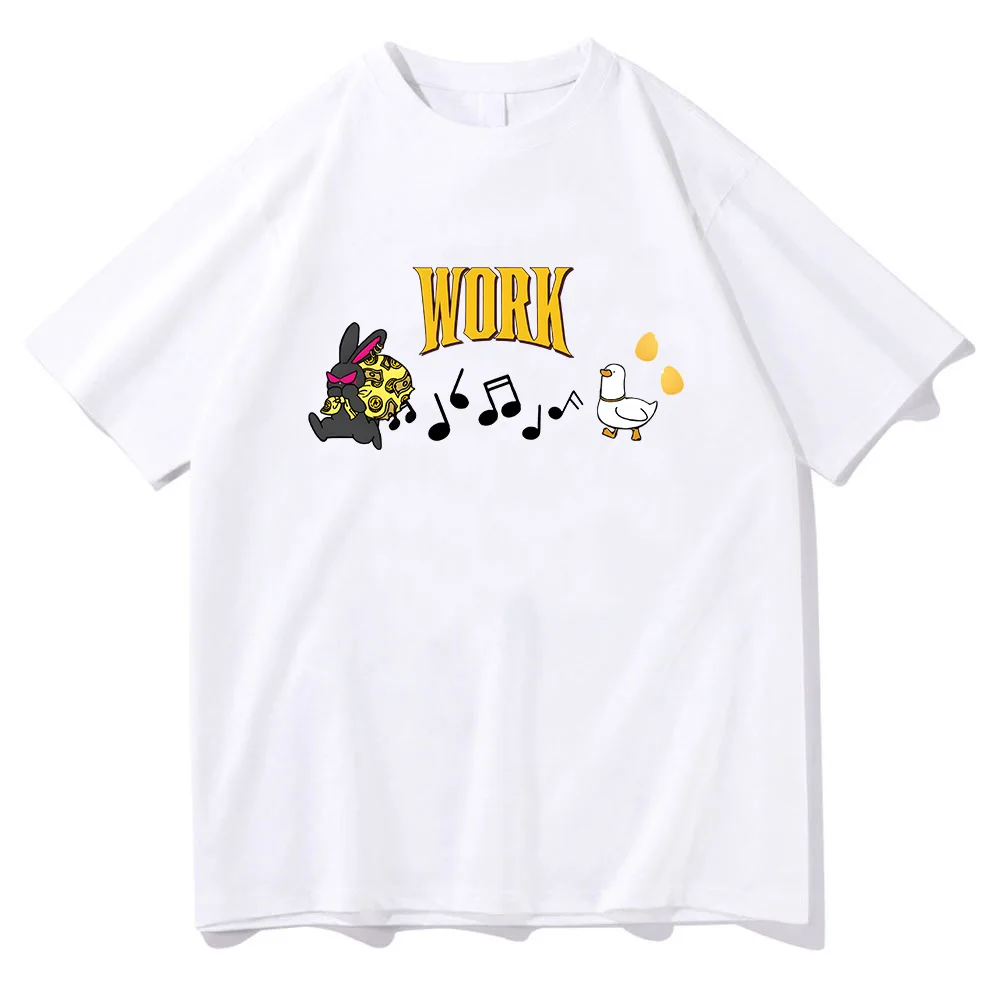 Work  Rabbit Chick Egg Printing Tee-shirt ATEEZ Punk Boys Band Korean Tshirts Short Sleeve Summer Cotton T-shirts Casual Girls