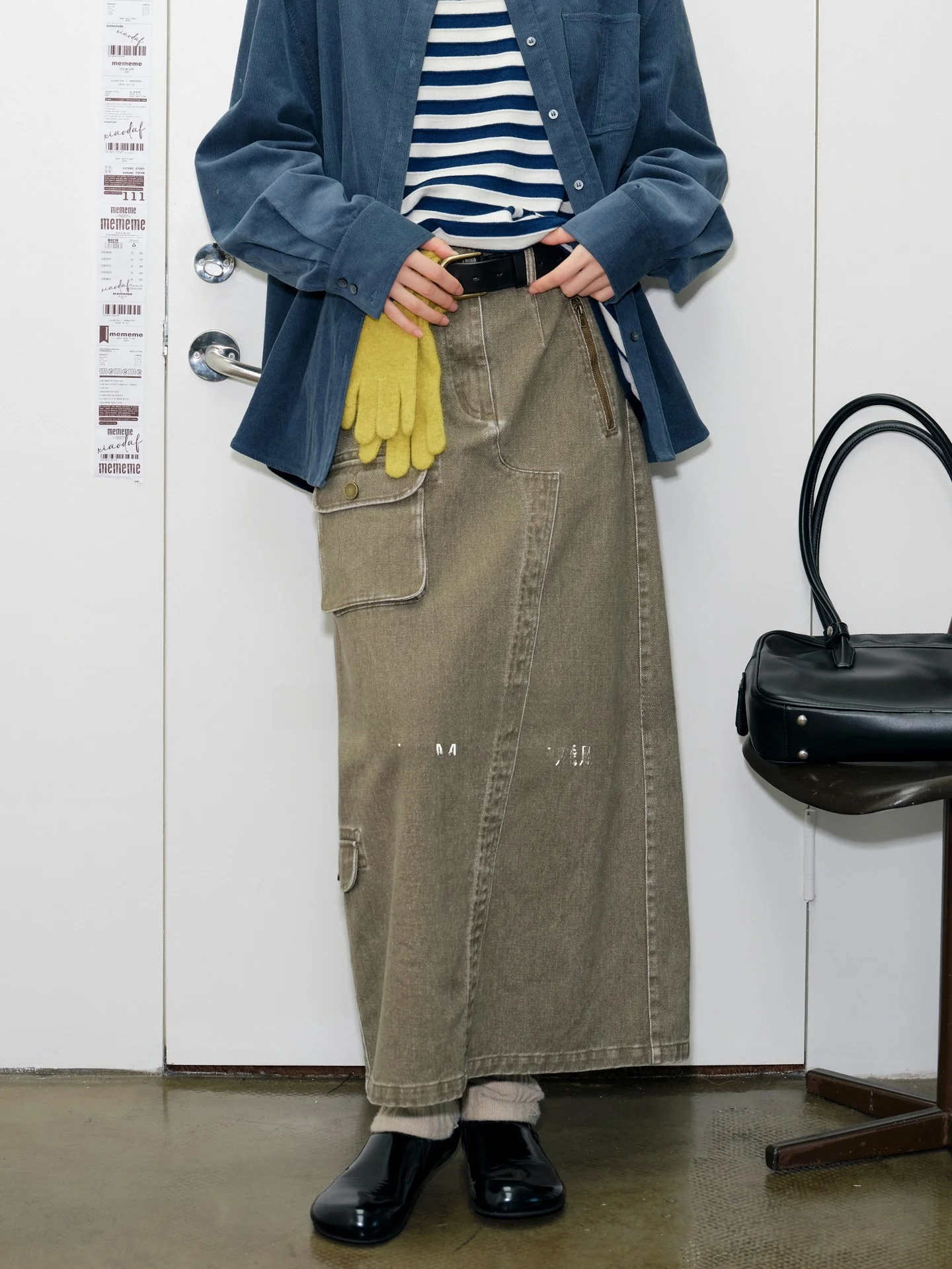 

Винтажная хлопковая рабочая юбка с принтом оленей и летящих птиц, повседневная, с высокой талией, А-силуэт, с разрезом, удобная, свободного кроя