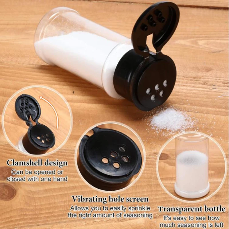 10-1PCS Spice Jars With Lids Clear Seasoning Bottles Salt Pepper BBQ Condiment Bottle Powders Storage Container Kitchen Gadgets