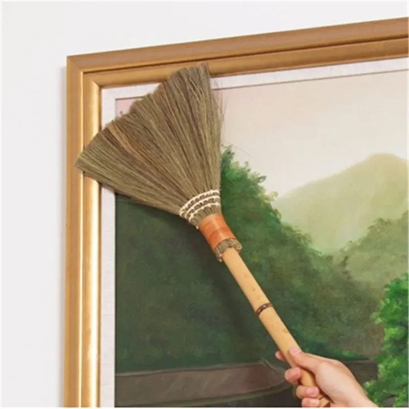 Escobas de barrido de suelo de madera de pelo suave Retro japonés, paja trenzada, limpieza de piso del hogar, Herramientas de limpieza útiles para