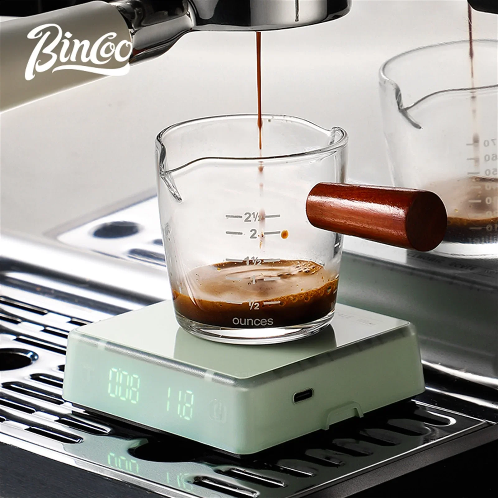 

BINCOO Electronic Coffee Scale Tray Mini Smart 0.1g High Precision Weighing Rechargeable Professional Coffee Bean Scale Barista