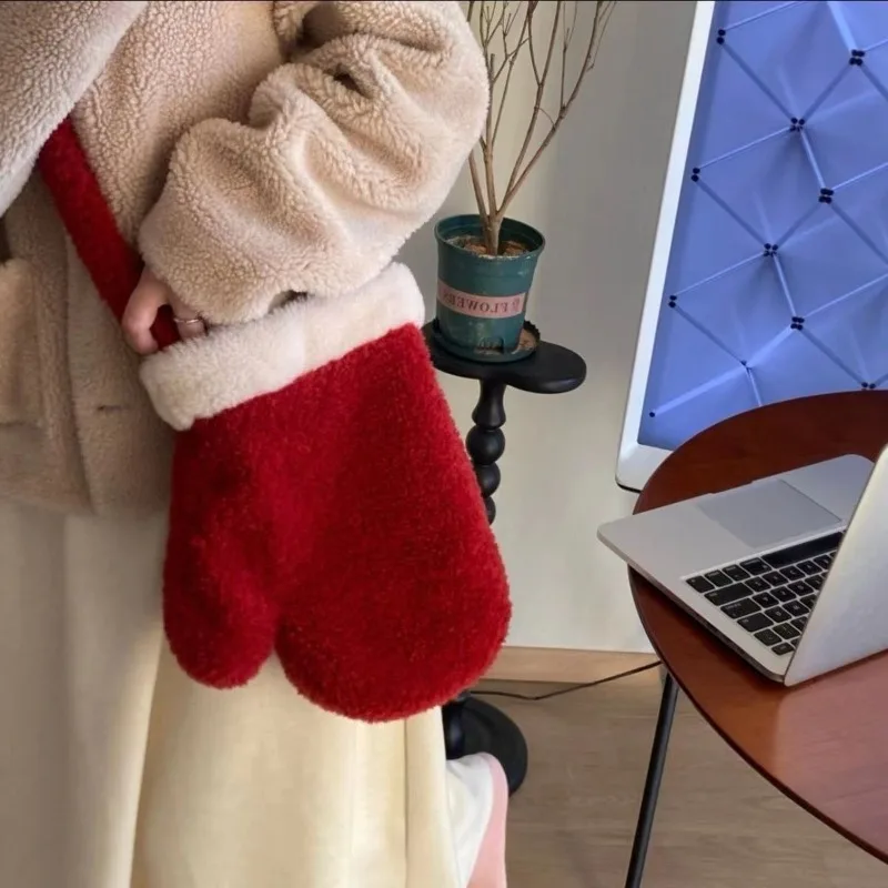 عيد الميلاد حقيبة حمراء تأثيري ريترو رقيق حقائب كروسبودي مضحك قفاز على ظهره عيد الميلاد السنة الجديدة اكسسوارات للنساء الرجال #1