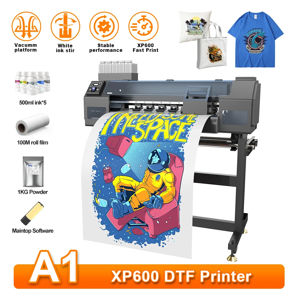 DTF Printer A1 XP600 DTF Transfer Printer 60CM T-shirt Printing Machine with Iron Base A1 DTF Impresora for Textile Fabric Print