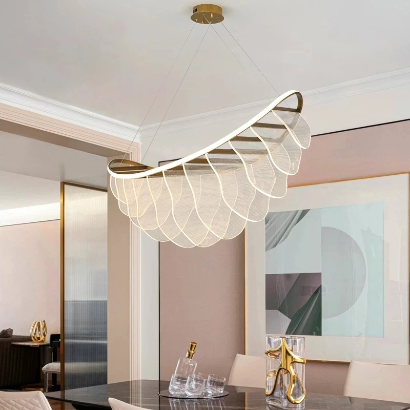 Nordic Acrylic Silver Boat Ceiling Chandelier For Bedroom Living Room Showroom Hotel Lobby Golden Pendant Lamp Indoor Lighting