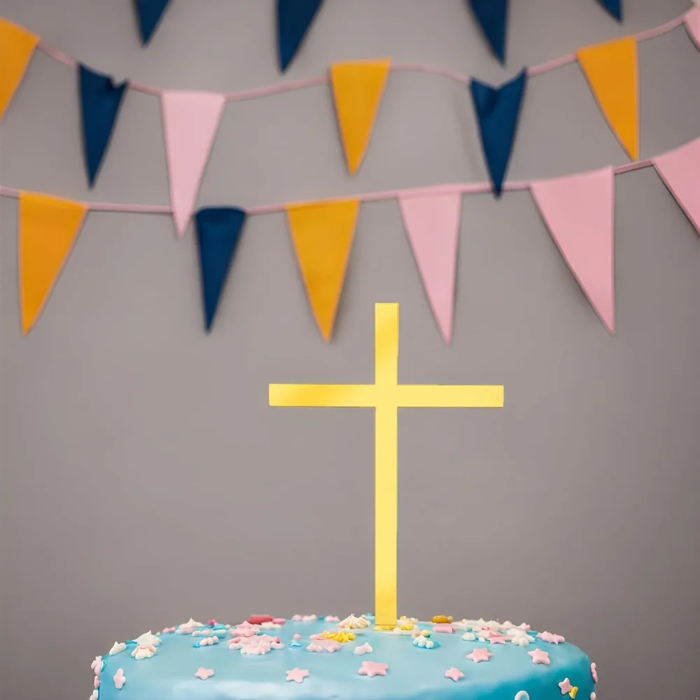 Adorno para tarta con cruz dorada, acrílico, feliz bautizo, decoraciones  con dijes dorados, fiesta de bendición de Dios para suministros para  hornear / Artículos para fiestas, image size:1000x1000