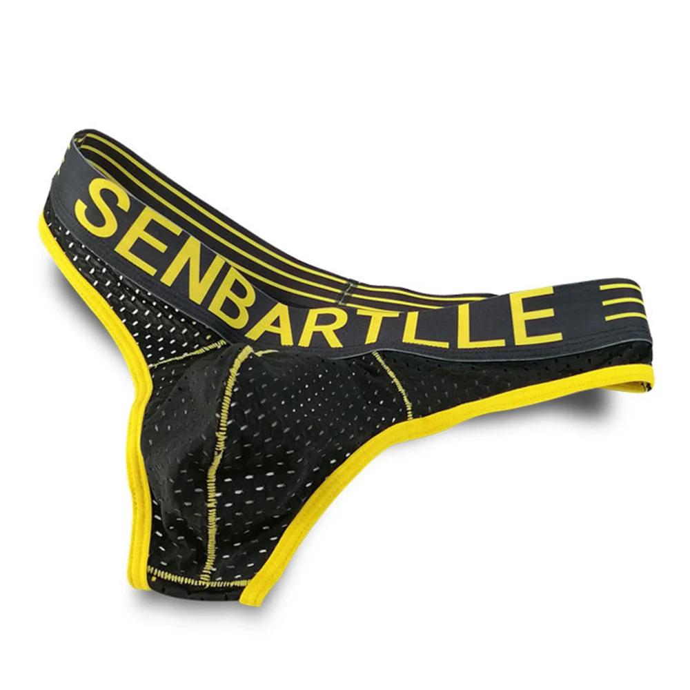 Men Underwear Mens Sexy Breathable Panties Letter Printed Low Waist Big U Pouch Male Briefs Mesh High Elastic Underpants Thong