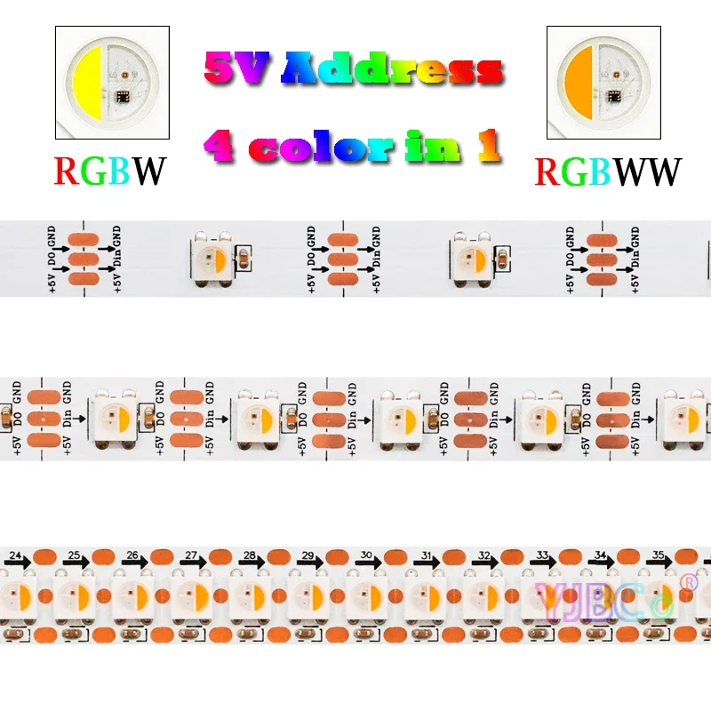 

Addressable pixles IC SK6812 RGBW RGBWW LED Strip 30/60/144 leds/m 5V DC 4 colors in 1 Light bar SMD 5050 RGB White Lamp Tape