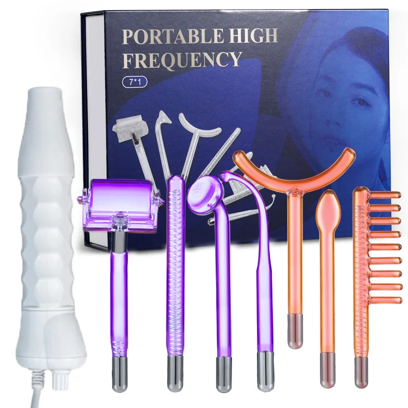 

7 in 1 High Frequency Facial Machine Electrotherapy Wands Glass Tube Wrinkles Acne Spot Remover Home Spa Facial Therapy Wand