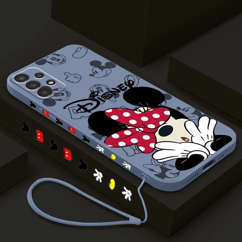 Love Mickey Minnie Baby Mouse For Samsung Galaxy A25 A35 A55 A14 A13 A12 A31 A91 Core Lite Liquid Left Rope Phone Case