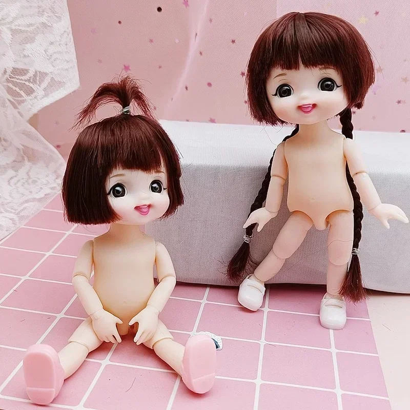 16cm BJD Doll 13 Jointed Multiple Color Hairstyles Cute Face with Shoes for Girls Toys Nude Body Fashion Gift