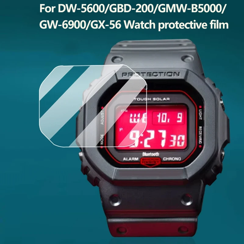 Película protectora de pantalla de reloj para Casio DW-5600/GBD-200/GMW-B5000/GW-6900/GX-56, película templada de vidrio antiarañazos