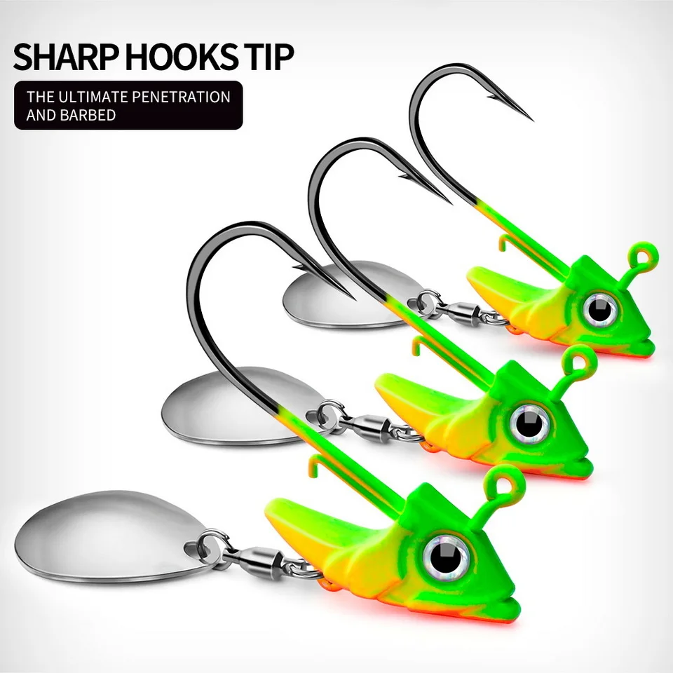 1pc Jig Kopf 7,5g 10,5g 15g Angeln Lockt Sinking Rotierenden Pailletten Metall Löffel Angelhaken Jigging jigs Angelhaken Köder Tackle – Detail 4