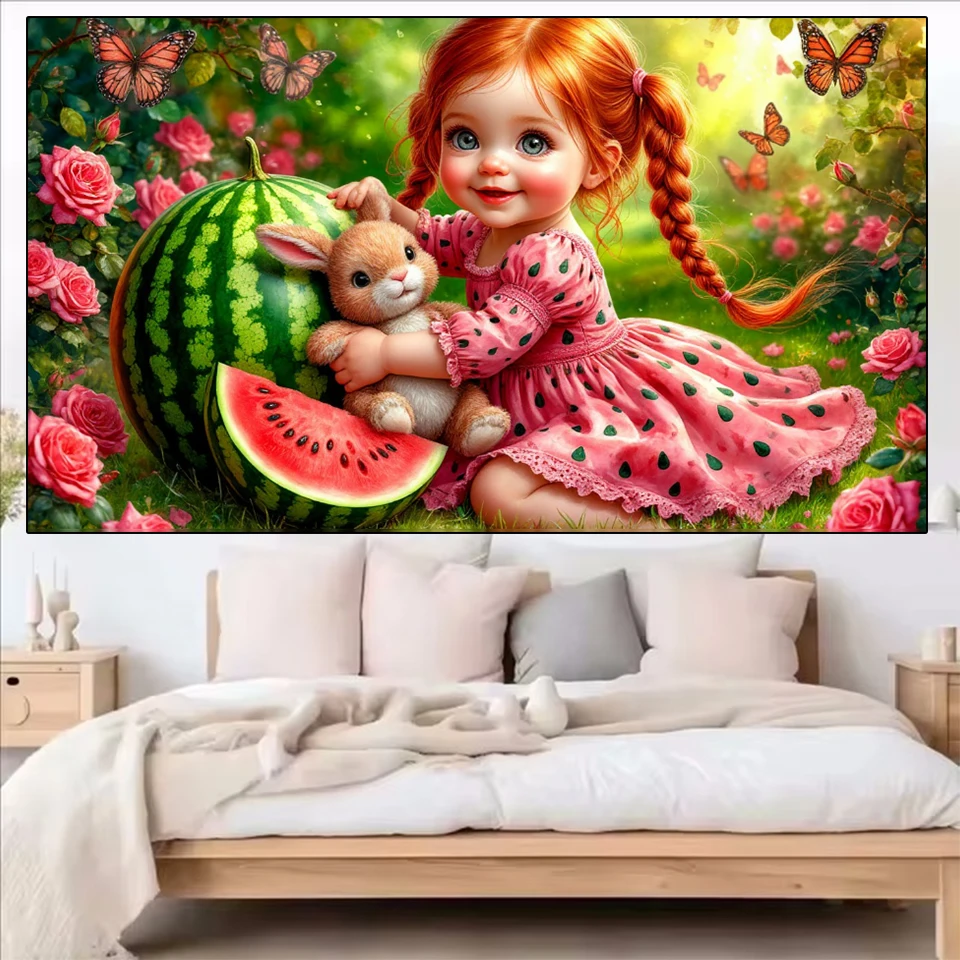 

New Diamond Painting Cute Girl Portrait 5D Diamond Mosaic Animal Rabbit Full Square Round Drilling Embroidery Home Decoration