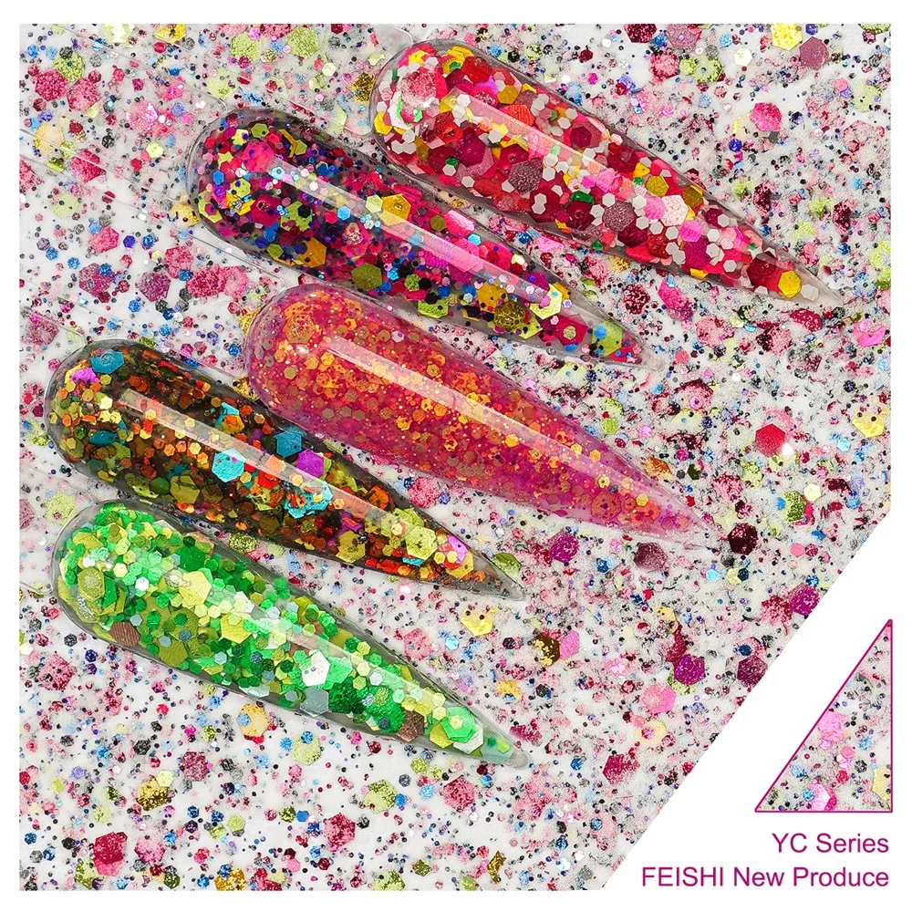 Fsixcl 12 Farbe Flasche Nail Art bunte Pailletten Pigment Staub Acryl Tauch pulver Set Glitter für Nägel profession elles Material