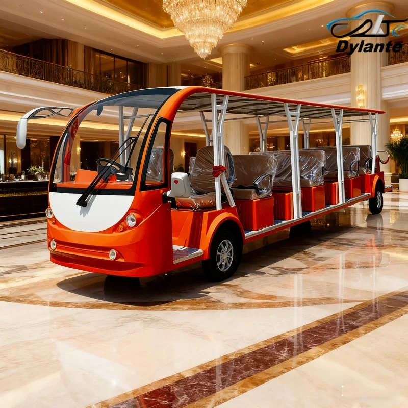 Electric Sightseeing Bus, 9/11-Seat Classic Luxury Electric Golf Cart, 72V 7kW AC Motor Controller, Electric Retro Classic Car