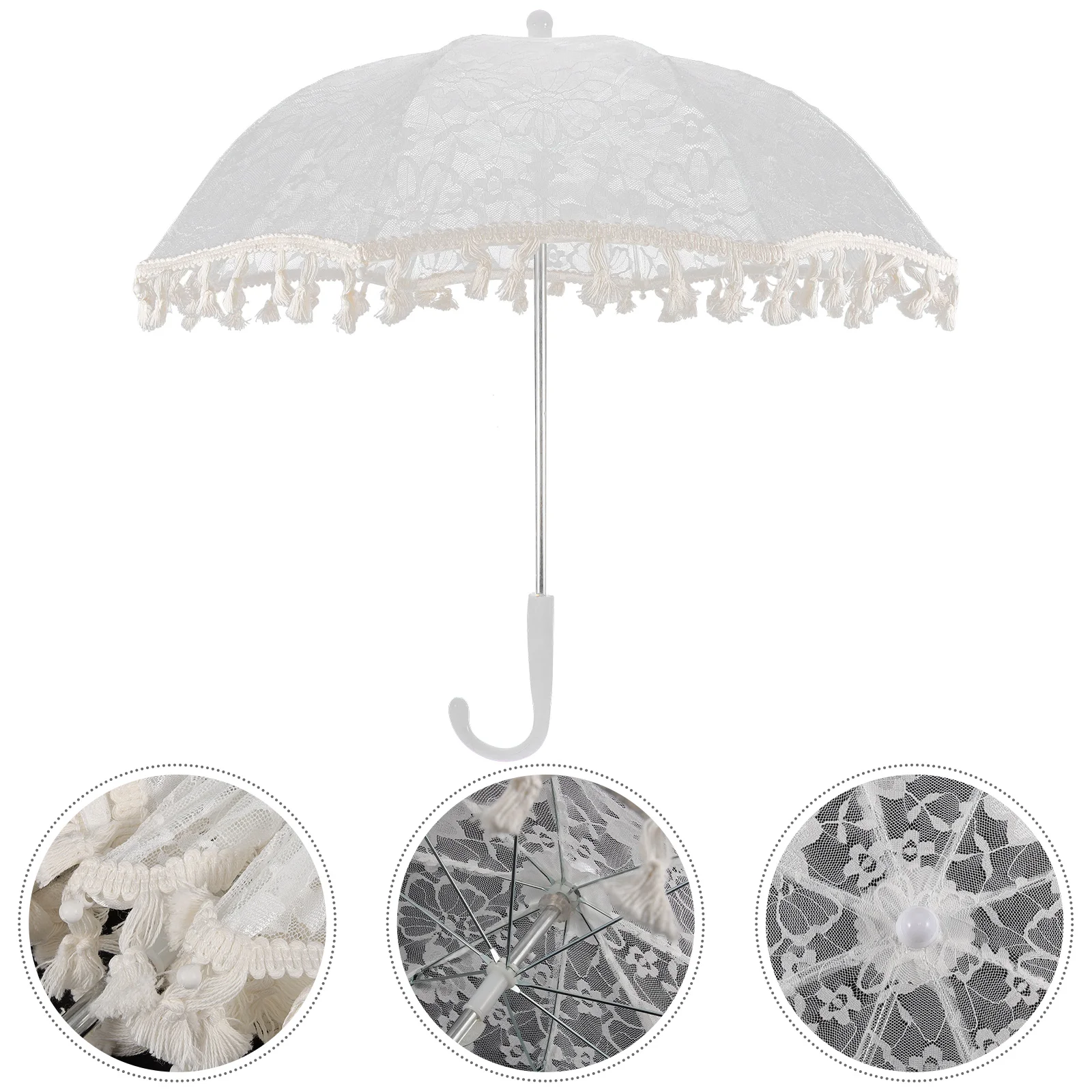 

Vintage White Bridal Lace Umbrella for Bride Wedding Parasol Girls Decorative Fashion Elegant Photography Props Sturdy