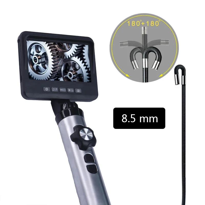 8.5mm 1080P Industrial Steering Boroscope Endoscope Camera for Car Inspection with 1M/2M cable 6 LEDs