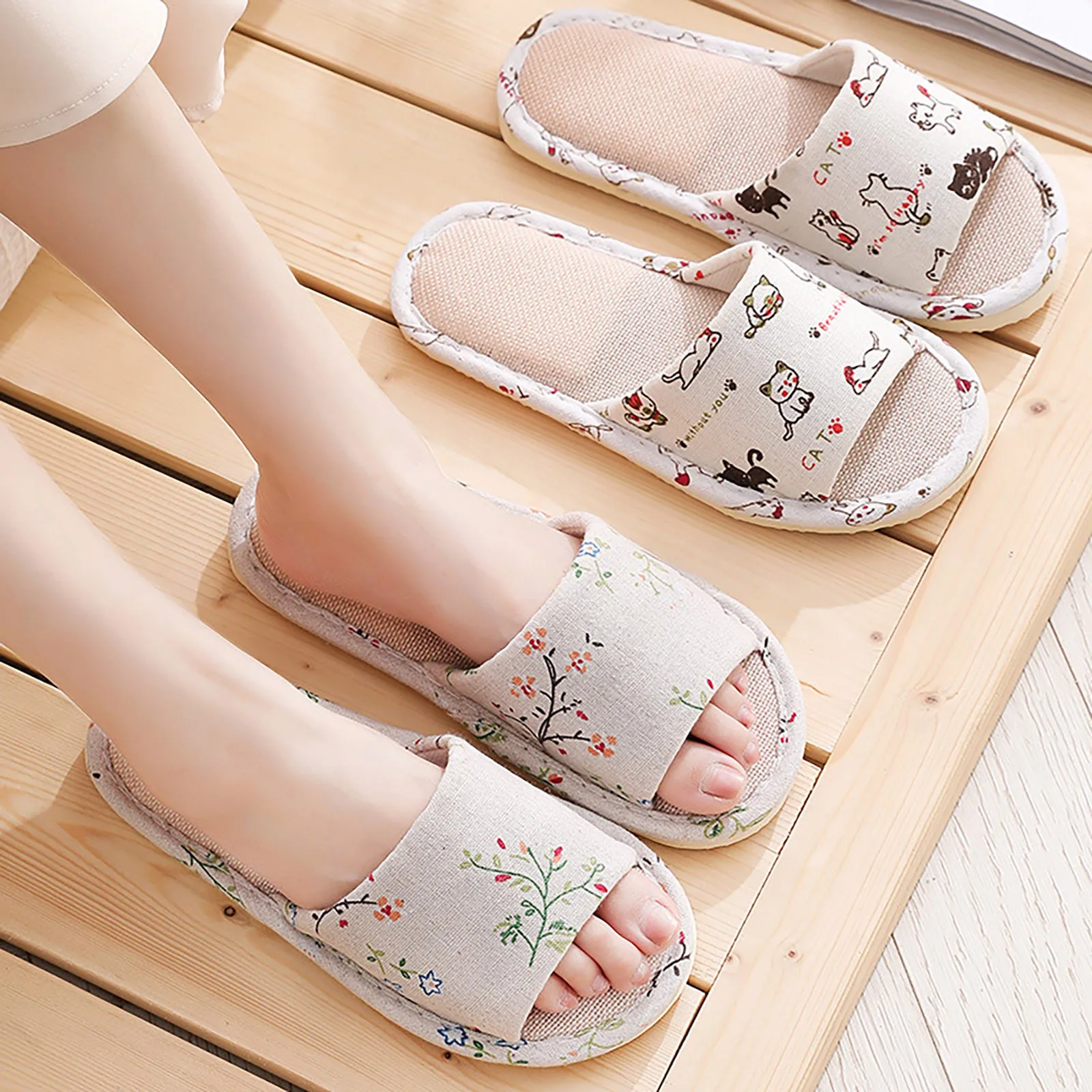 New Foam Bottom Linen Slippers Female Home Summer Spring And Fall Seasons Japanese Wooden Floor Non Slip Cotton Linen Slippers