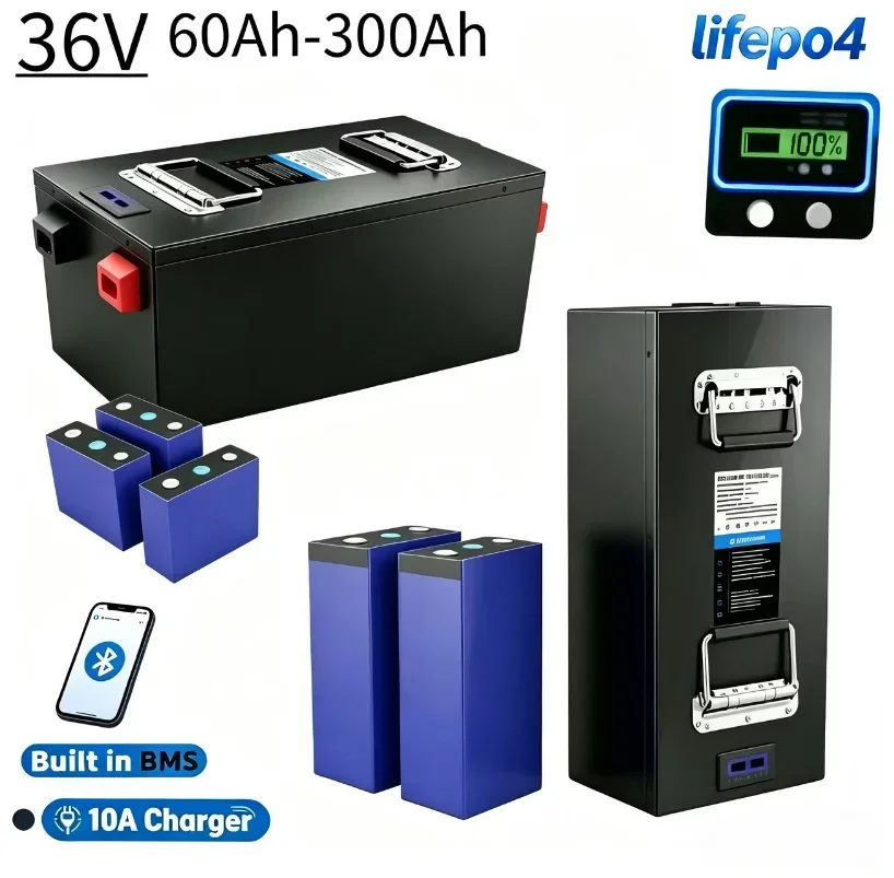 

36V LiFePO4 battery with complete capacity options ranging from 50Ah to 300Ah. It is widely applied in solar energy storage, RV