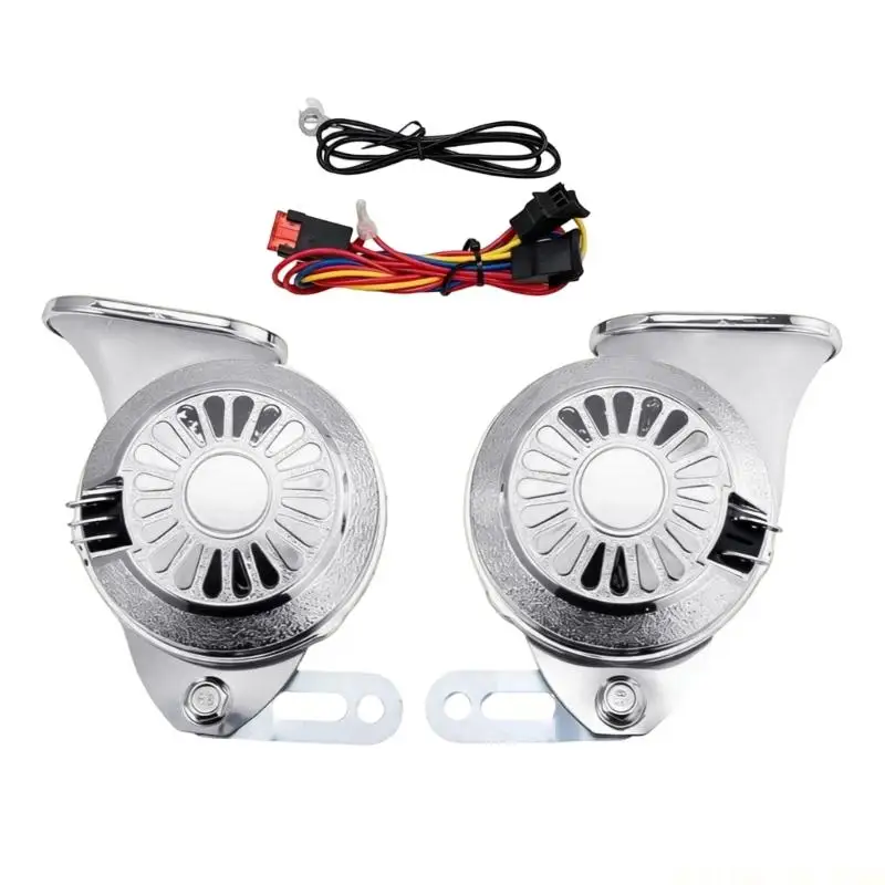 J0MA Pair Horn Replacement for Car Motorcycle Truck, 3 Tone Snail Horn Set with Wiring Harness Included Road