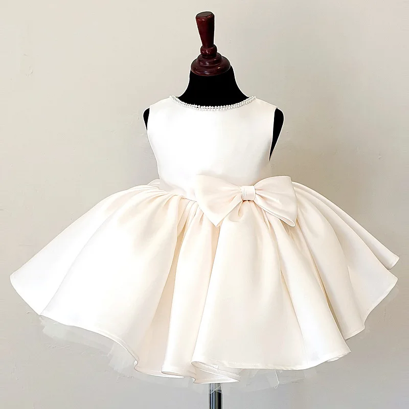 Children's Dress Luxury Niche High-end Little Flower Girl Wedding Dress Princess Dress Daily First Birthday Princess Dress Sprin