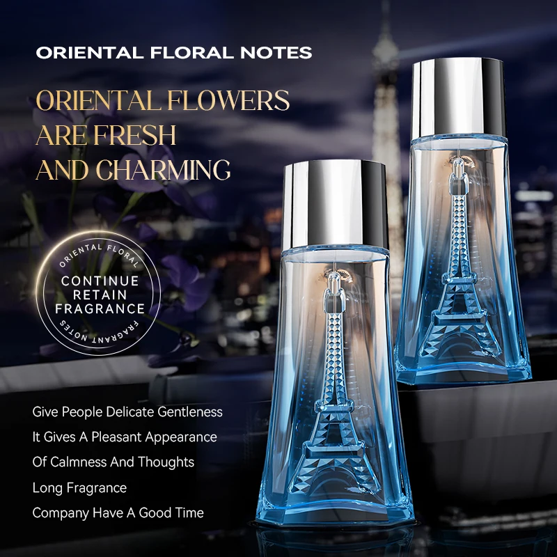 عطر نسائي عطري منعش شرقي مزين بالزهور أو دو تواليت مع صندوق هدايا تغليف هدايا العيد