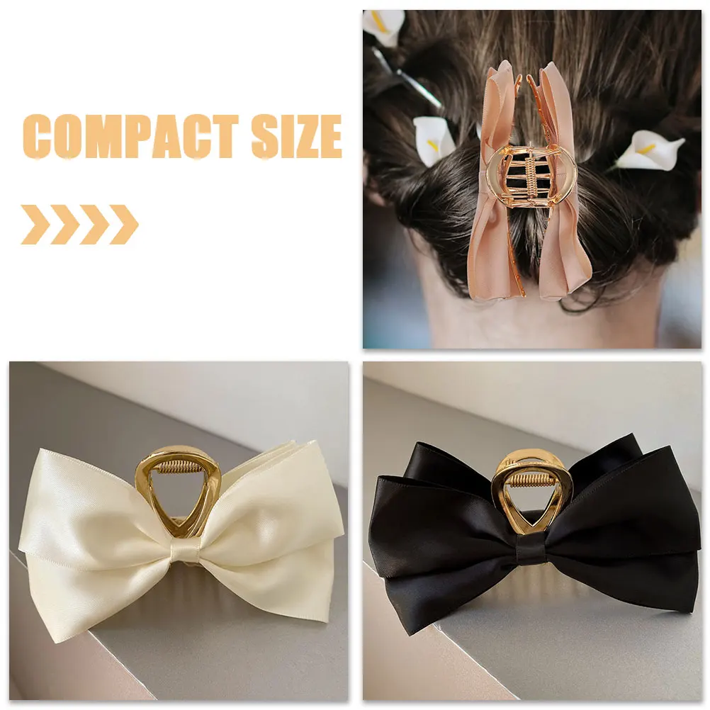 

3pcs Large Bow Clips Satin Claw Clip Women Fine Thick Nonslip Hair Accessories Aesthetic Clamps For Casual Formal Occasions Hair